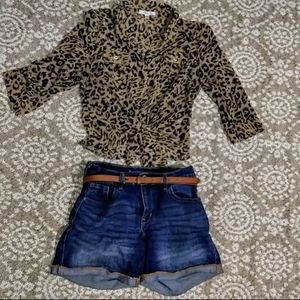 Leopard print tie front shirt by Papaya